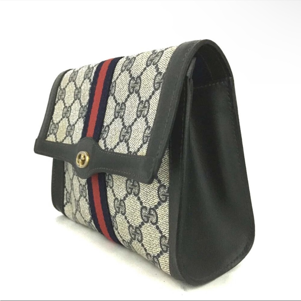 GUCCI Webbing GG Logo PVC Leather Cosmetic Pouch Bag - Picture 4 of 7